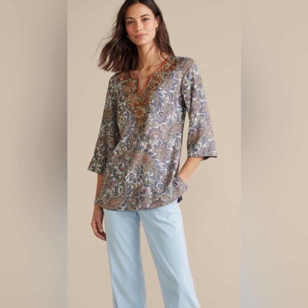 NWT Soft Surroundings Embellished Paisley Tunic Size Medium